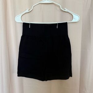 Black Women's Ribbed High-Waisted Shorts